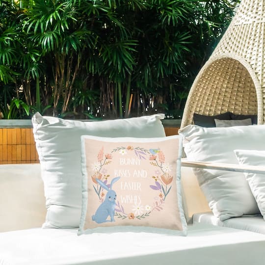 Stupell Industries Bunny Kisses Easter Wishes Outdoor Printed Pillow
